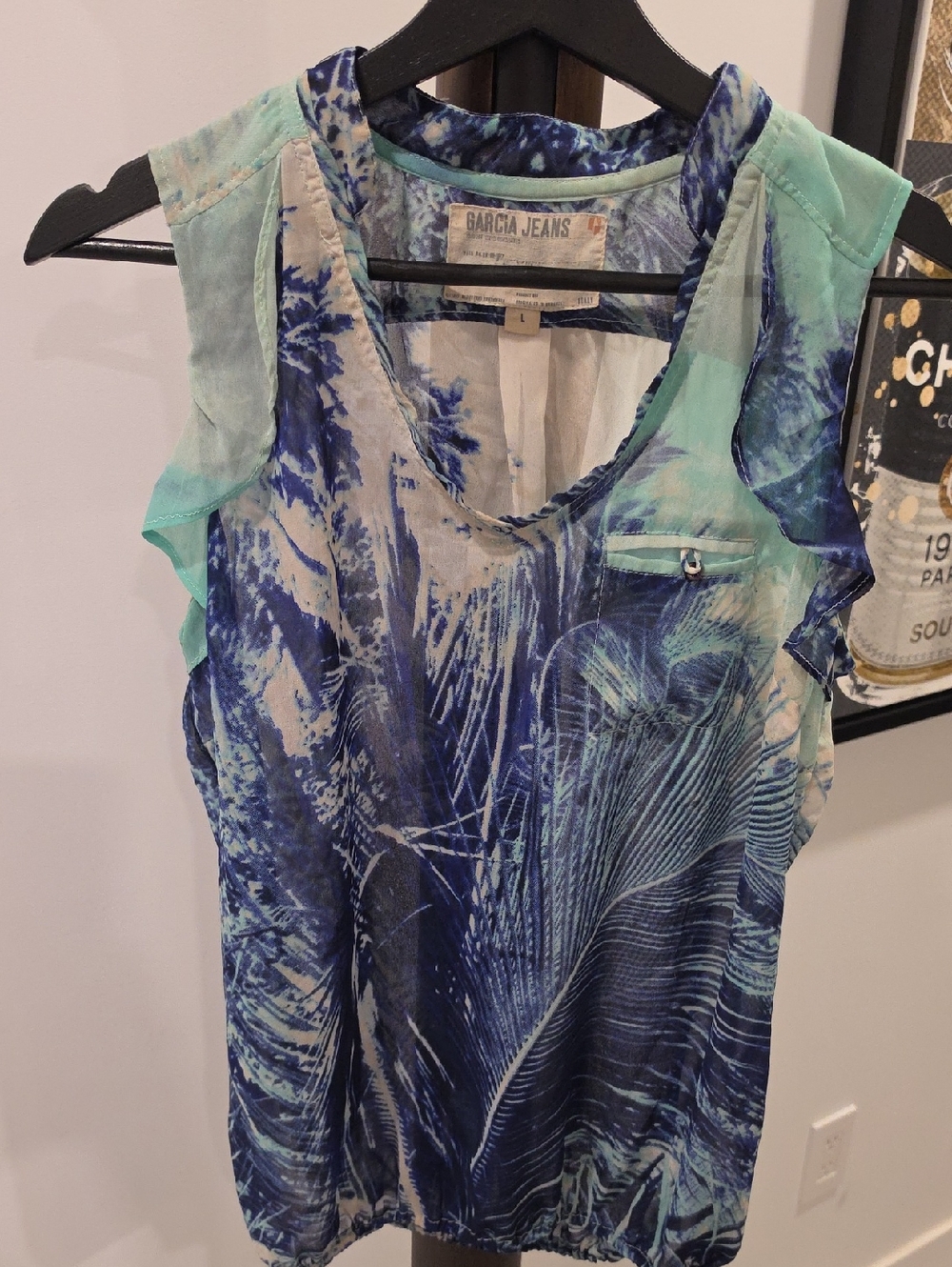 Garcia Jeans Women’s Blue & Aqua Printed Sleeveless Tank